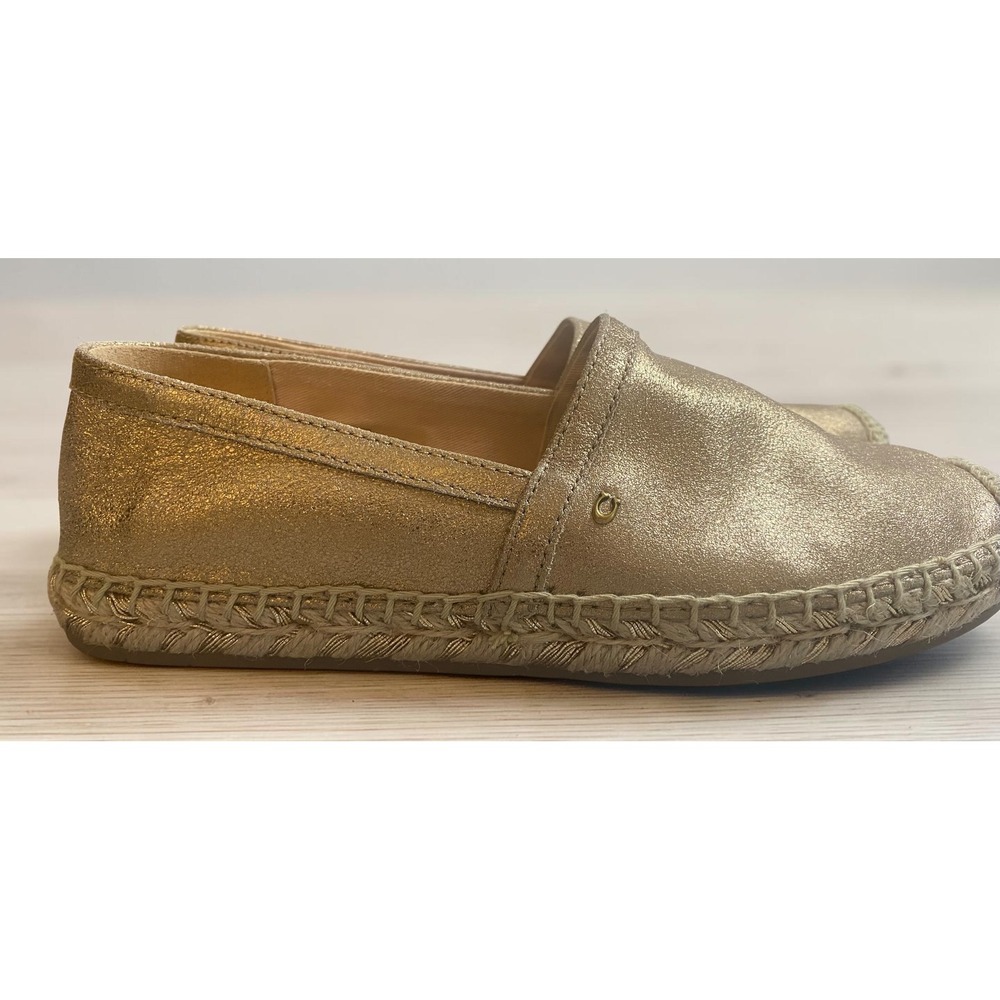 Coach Casey Espadrille Flats Metallic Leather Rose Gold Womens Shoes Size 6B - Picture 3 of 11